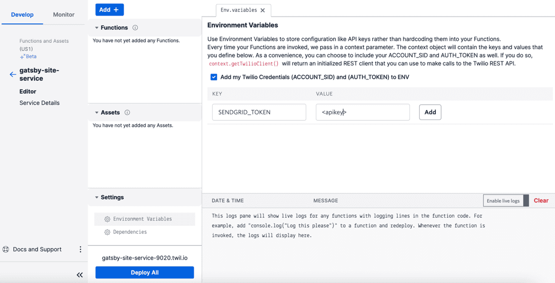 twilio env variable