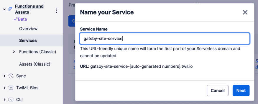 twilio service name