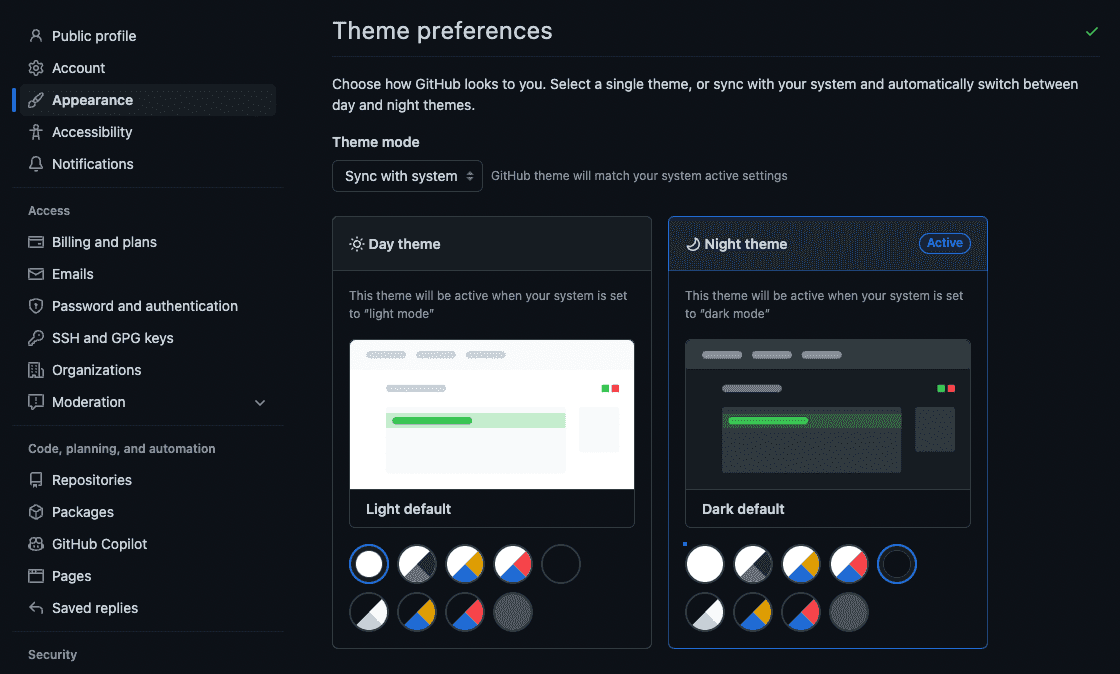 github dark mode